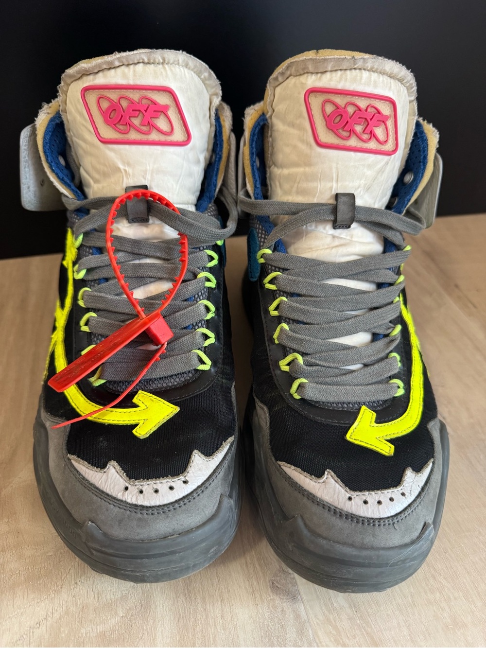 Off-White ODSY-1000 High 'Grey Fluorescent Yellow' skate boarding inspired